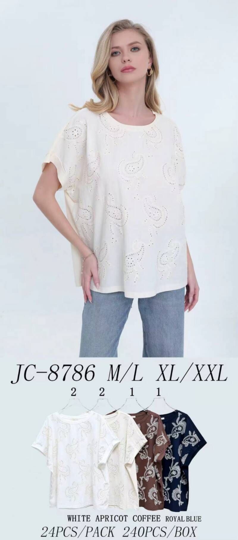 Bluzki damskie Roz M/L-XL-2XL, Mix Kolor Paczka 6 szt